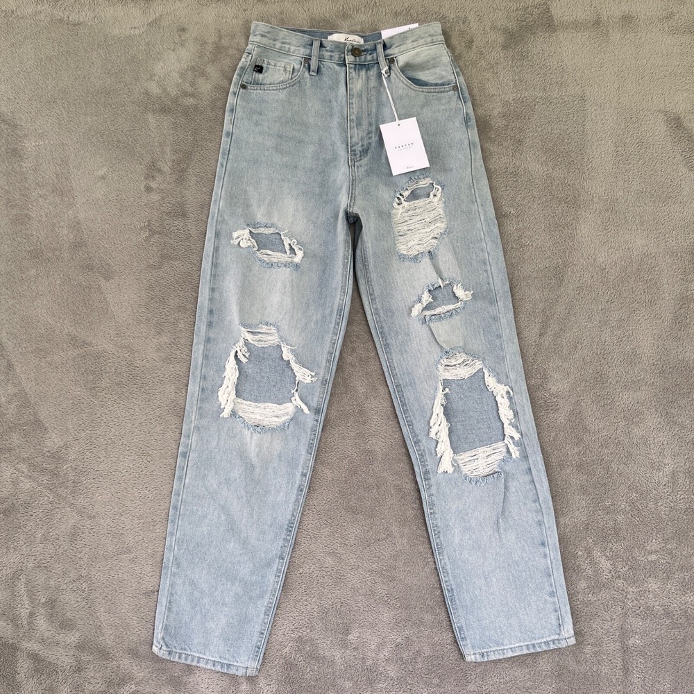 Kancan‎ Jeans Womens 26 Blue Straight Vintage 90s Baggy Ripped Denim New